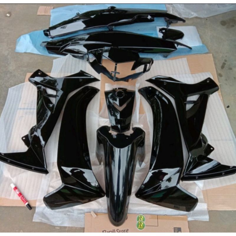 Cover body halus full set yamaha vega r new hitam polos yamaha vega