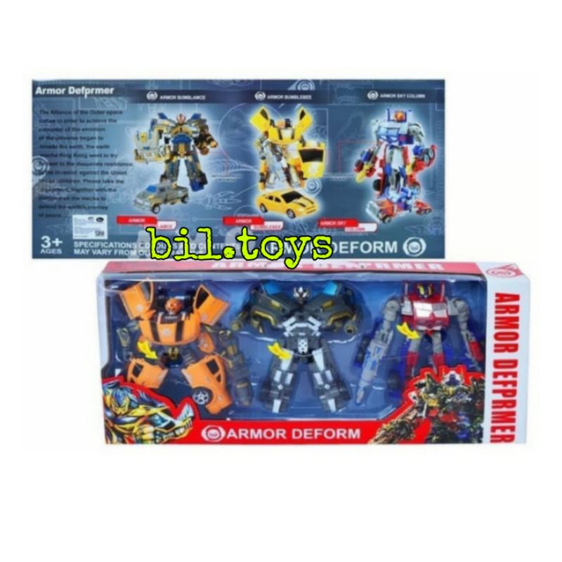 MAINAN TRANSFORMER AUTOBOT FIGUR 3PCS BUMBLEBEE OPTIMUS PRIME