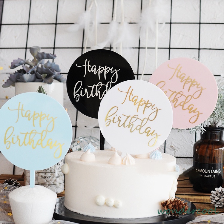 Cake Topper Happy Birthday / Tusukan Hiasan Kue Happy Birthday Acrylic-Won