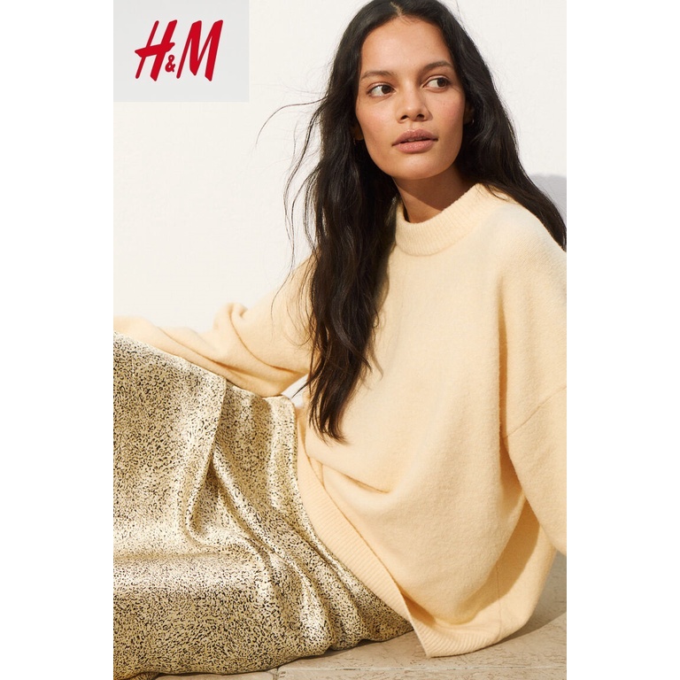 H&M Rok Wanita Calf-Length Skirt Viscose Rayon Casual Patterened Original-4