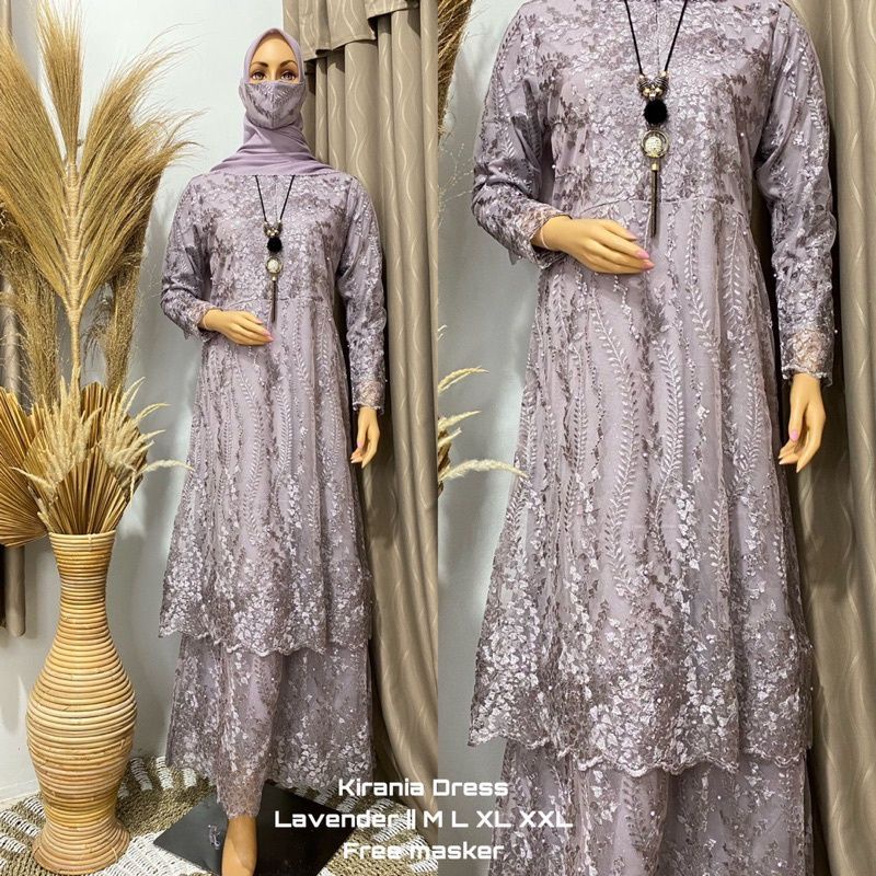 (COD)GAMIS BROKAT/KIRANIA DRESS/GAMIS TILLE/GAMIS BROKAT MALAYSIA/GAMIS PESTA