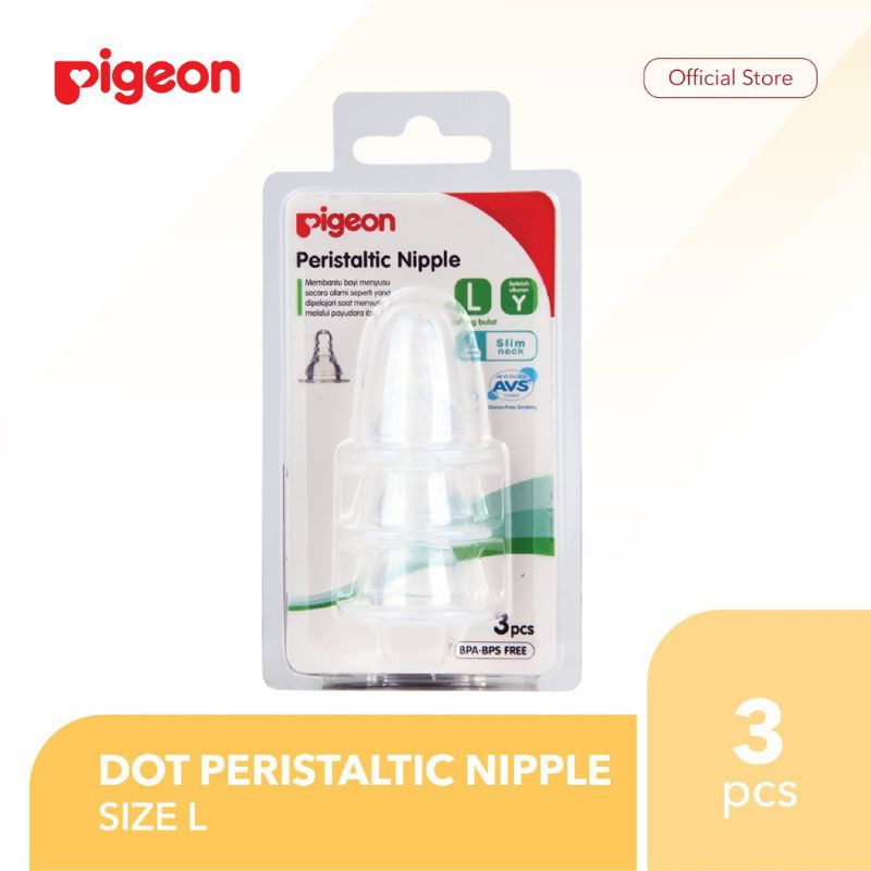 PIGEON Nipple Slim Neck Peristaltic size M L dan Y si 3 (Dot Ulir Anti Kolik)