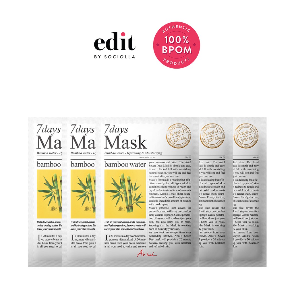 

Ariul Set of 5 - 7Days Mask Bamboo Water - Edit by Sociolla