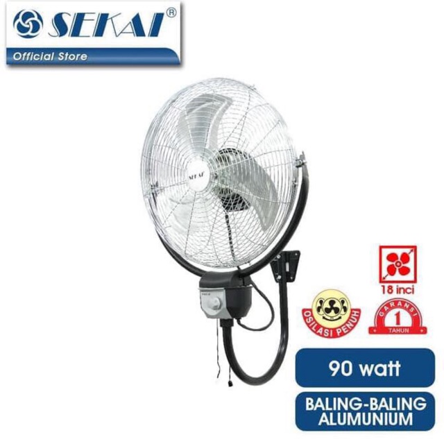 Kipas Angin Dinding Wallfan 18 inch HWN 1860 CO Sekai