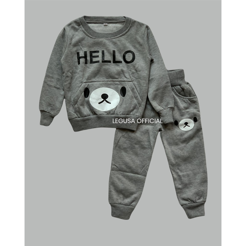 PAKAIAN ANAK STELAN ANAK JOGGER DAN SWEATER HELLO