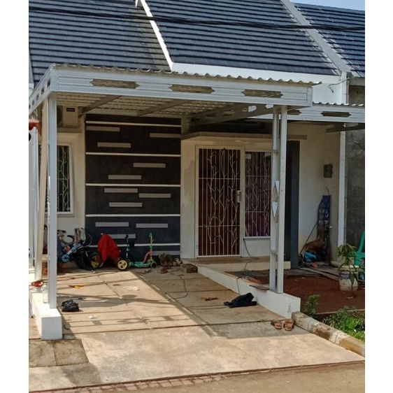 Canopy baja ringan atap sepandek polos bisa buat garasi depan rumah