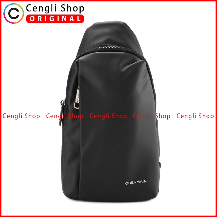 TAS SELEMPANG DADA/BADAN PRIA OBERMAIN SLING CHEST/BODY BAG ORIGINAL ORIGINAL HITAM BLACK OM047