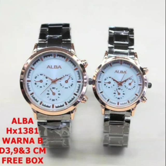 JAM TANGAN ALBA COUPLE RANTAI CRONO OFF 4 CM DAN 3 CM