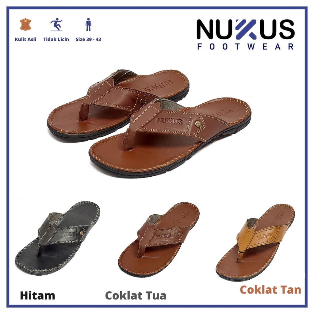 Sandal Japit Pria Kulit Sapi Asli Nukus Foot Wear - JKT GB