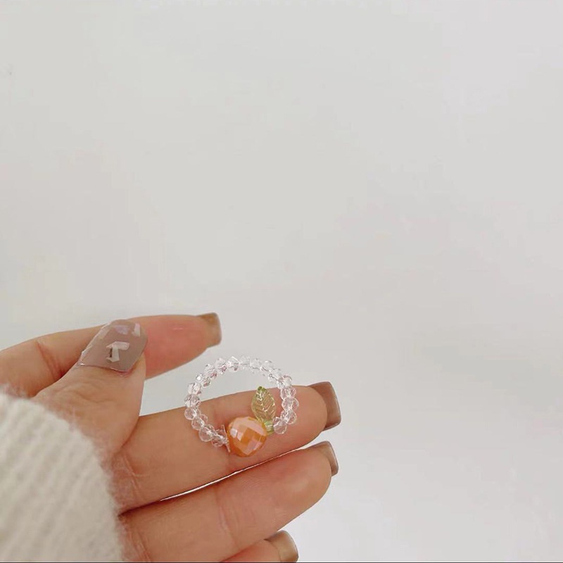 Sweetheart Fruit Elastic Ring, Crystal Color, Cute, Fresh, Hyuna Style Ins Sen System