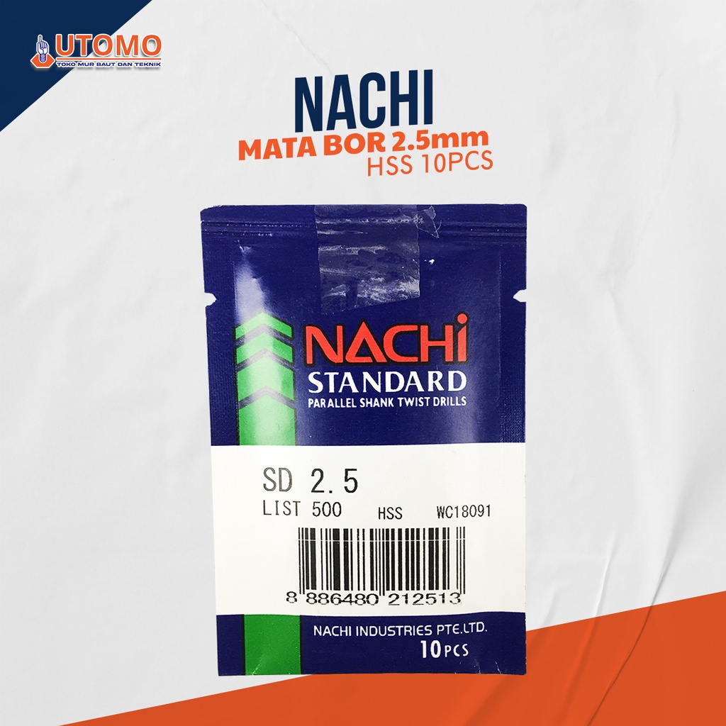 Mata Bor Nachi 2.5 mm Mata Bor Besi HSS Nachi 2.5mm Original Asli Mata Bor 2,5mm Nachi 2,5 mm Drill 