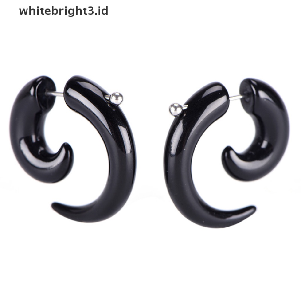 (whitebright3.id) Anting Tusuk Bentuk Siput Bahan Akrilik Warna Hitam Gaya Gothic / Punk Untuk Unisex