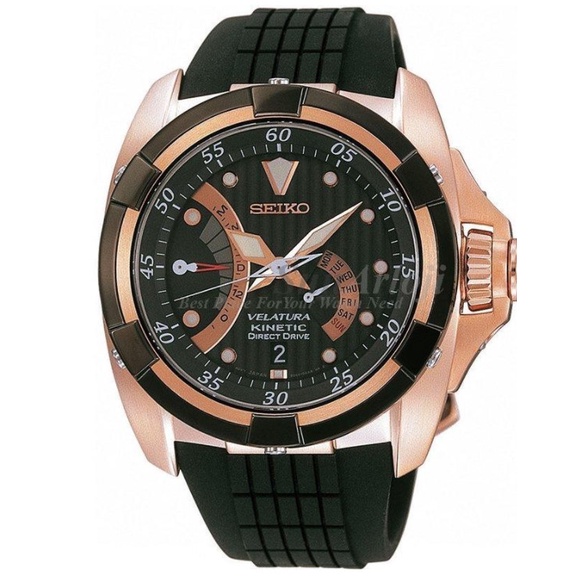 Seiko Velatura SRH006P1 Kinetic Direct Black Dial Rubber Strap