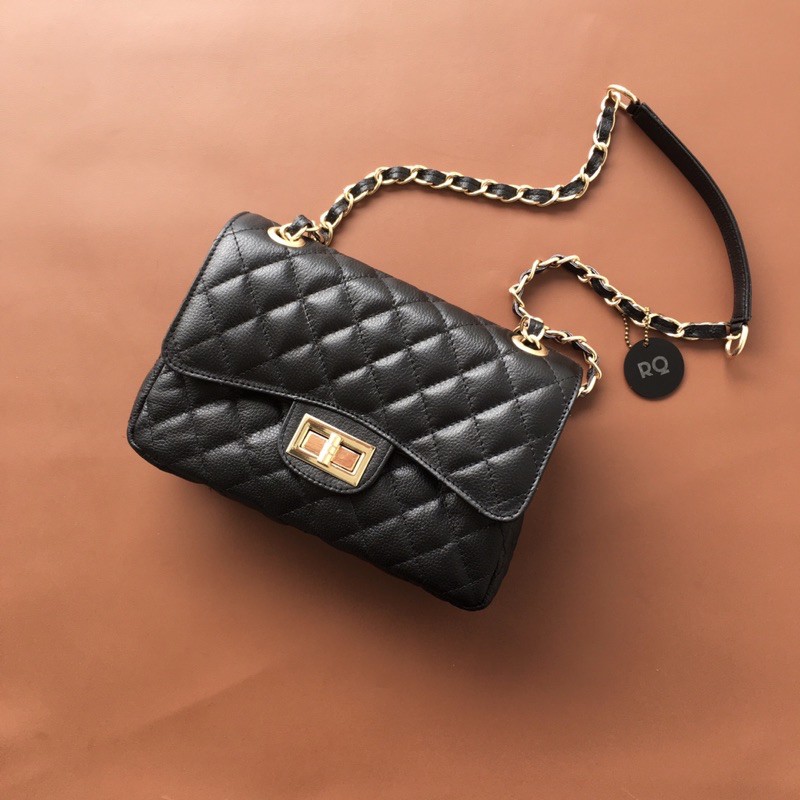 Tas kulit asli rq leather / shiny bag