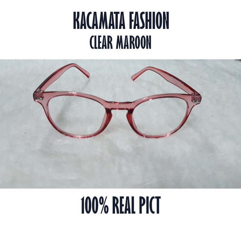 TERBARUU!!!Kacamata fashion/ Kacamata Gaya / Kacamata Sporty / Kacamata Santai / Clear Maroon / nastushaa