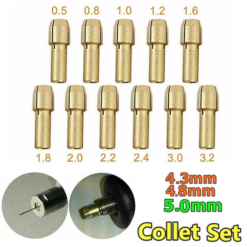 Paket Collet 10 Set Chuck 4.3mm 4.8mm 5.0mm Drill Collet motor DC Bor Mini Grinder