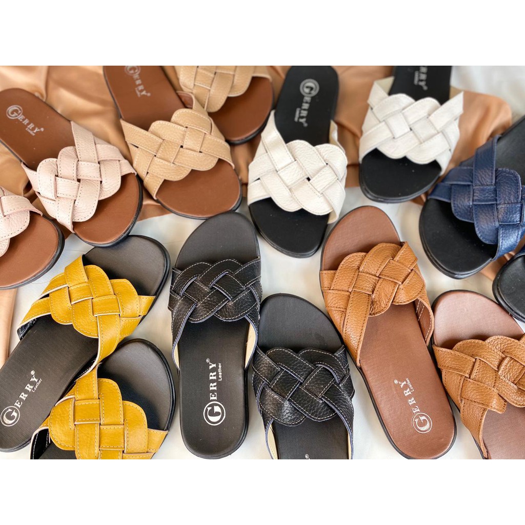 Slip Sandal Wanita Sandal KULIT SAPI ASLI Sendal Cewek Sandal Papirut Slip Sandal Wanita HC137