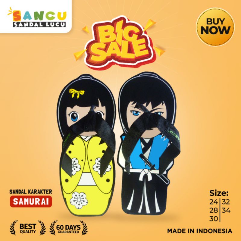 Sancu sandal anak karakter Samurai