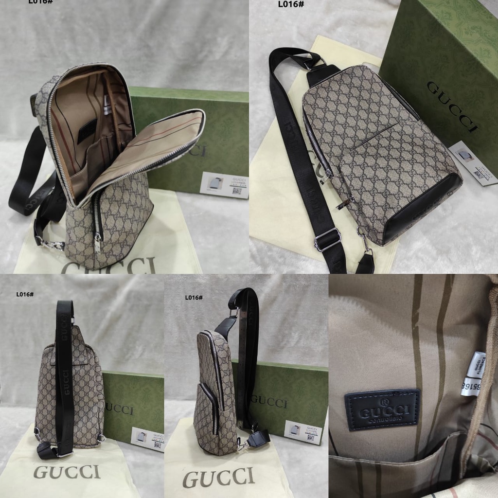 GC GG Single Strap Backpack Silver Hardware  L016