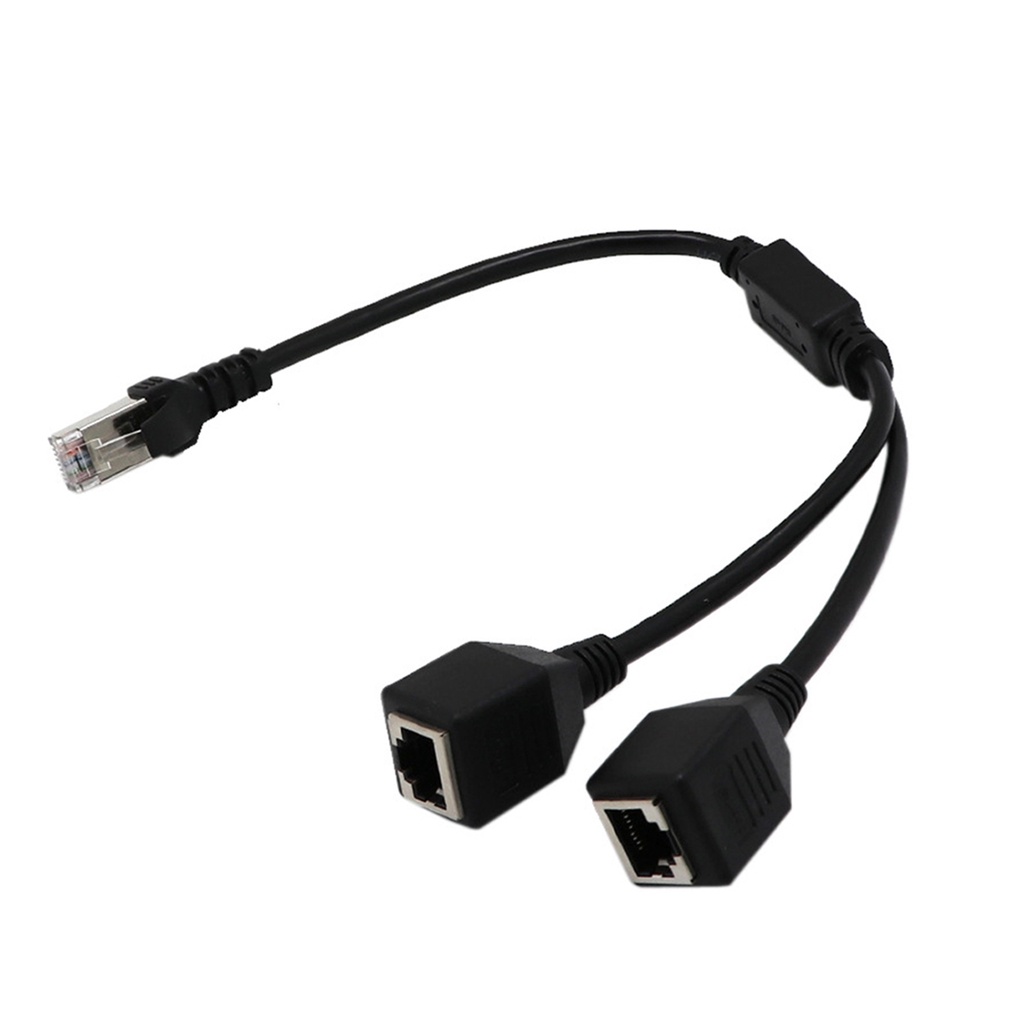 Kabel Adapter Splitter RJ45 Male Ke 2 Female Internet 2 in 1 Plug and Play Bahan Tembaga Untuk Rumah Tangga