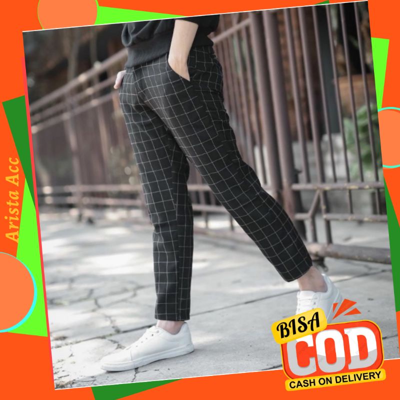 COD CELANA PANJANG KOTAK KOTAK BAGGY TARTAN PANTS CELANA PINGGANG KARET BAHAN STRETCH MELAR CELANA KEKINIAN DOTY LUNA