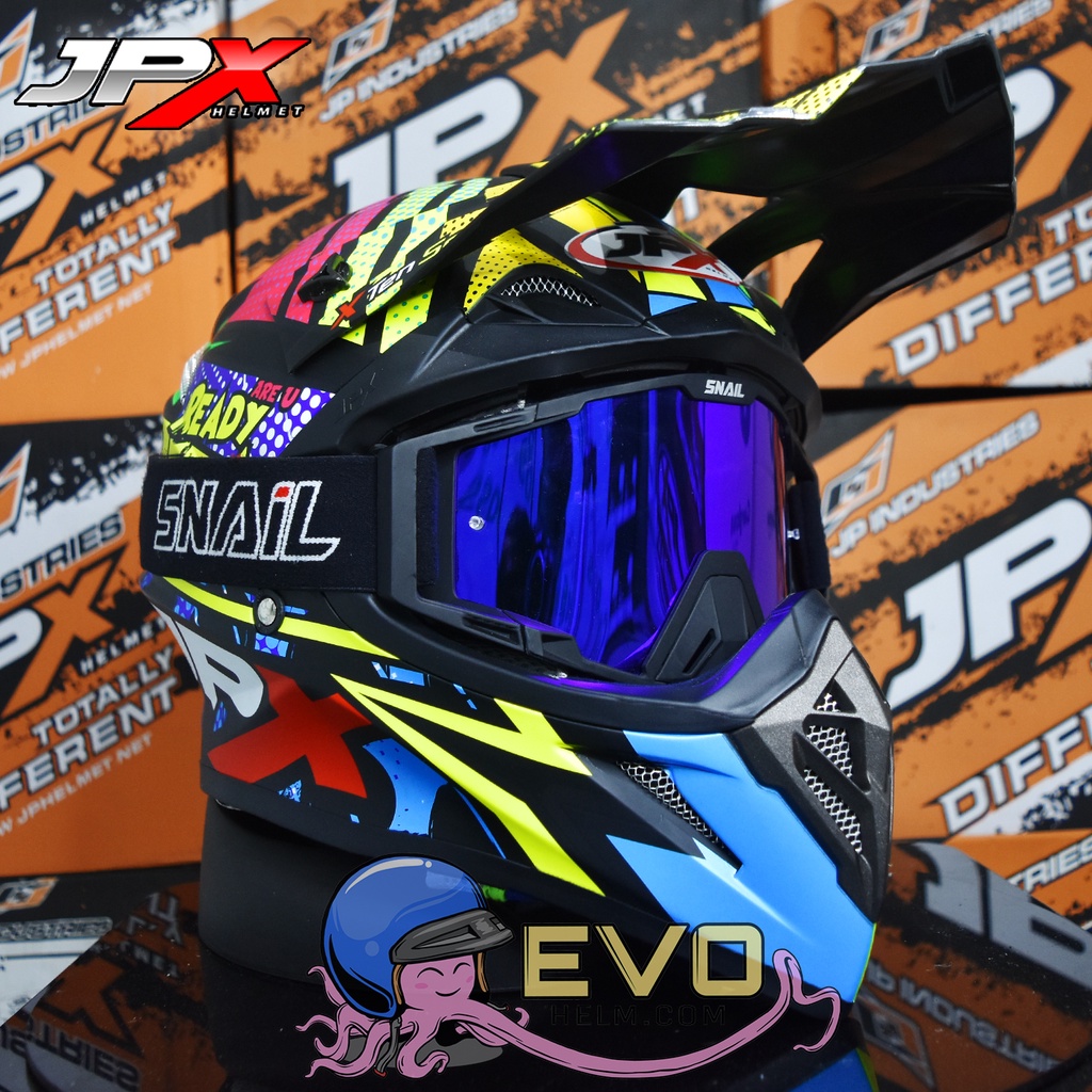 HELM JPX CROSS_FOX1 SERI X10 - BLACK DOFF + GOOGLE SNAIL (ONGKIR 2 KG) ORIGINAL HELM JPX X10 READDY TO ROCK HELM JPX MOTIF TERBARU TRAIL MOTIF HELM JPX MOTIF SUPERCROSS X10 HELM JPX TERBARU