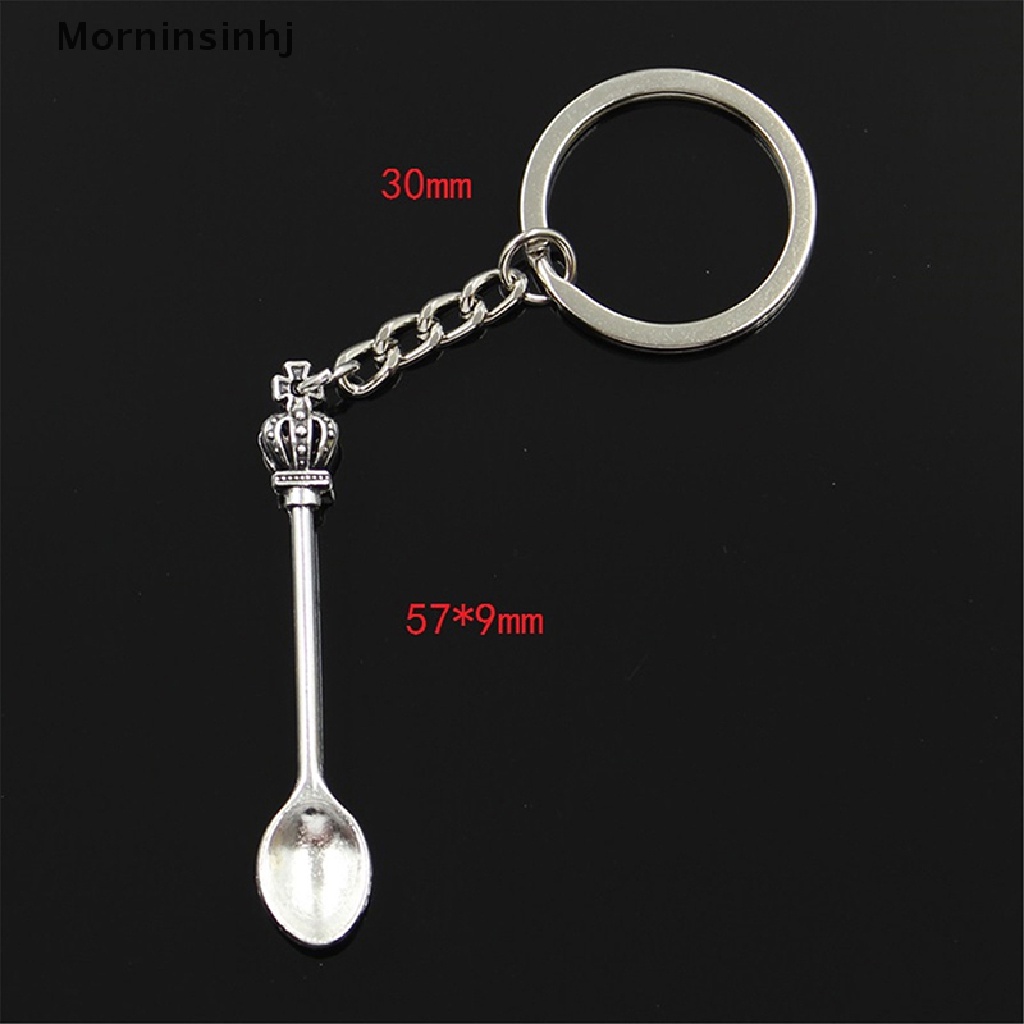 Gantungan Kunci Bentuk Sendok Mahkota Bahan Metal Ukuran 30mm Gaya Vintage