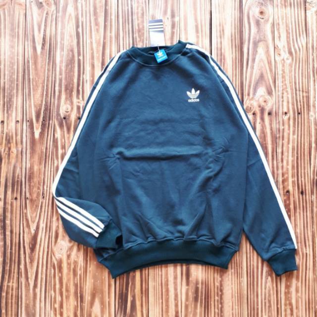 JAKET CREWNECK ADIDAS 3 STRIP PRIA WANITA