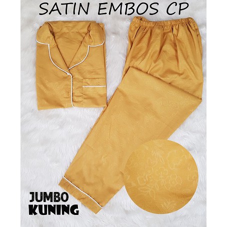 HipNop SATIN CP EMBOS JUMBO BAJU TIDUR WANITA CELANA PANJANG PIYAMA CEWE CEWEK SLEEPWEAR MAROON-GOLD