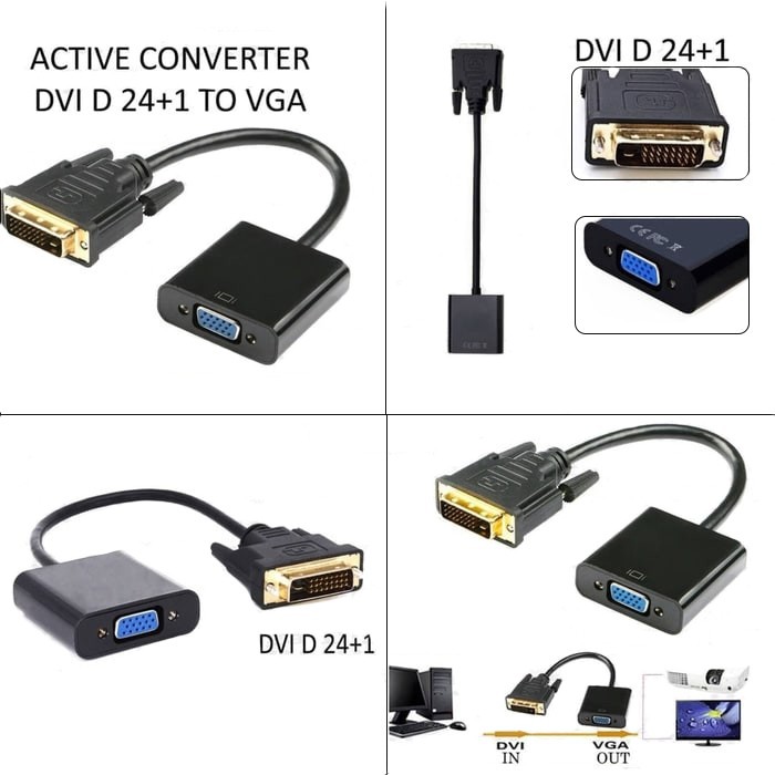 Converter Kabel DVI 24+1 TO VGA Adapter Active