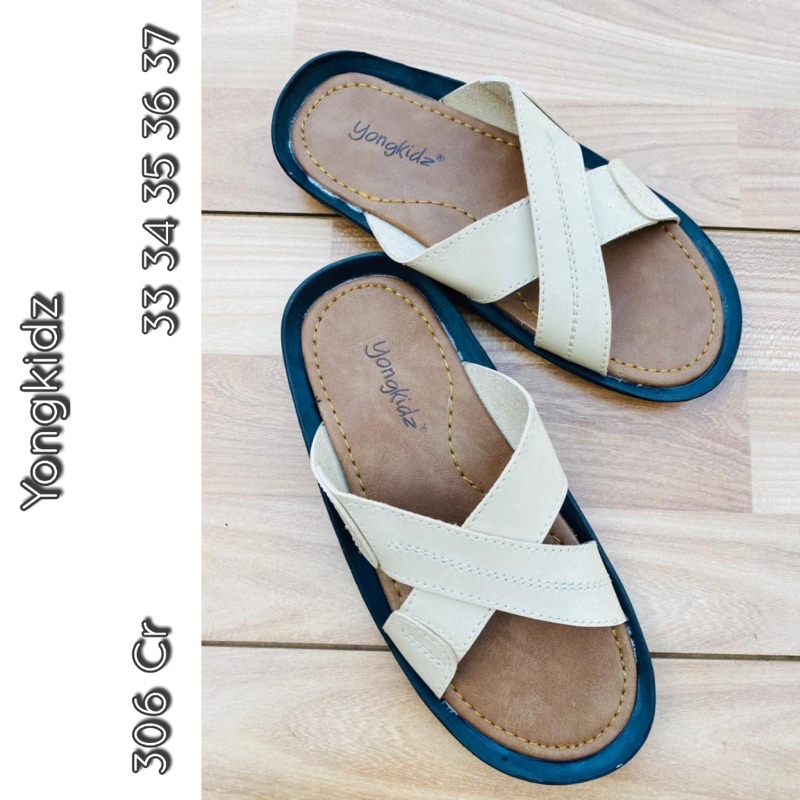 sandal slop anak silang cream
