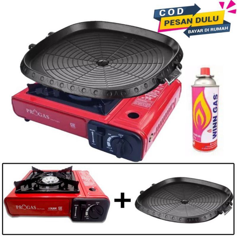 OMICKO  , PROGAS , Peket , BBQ  Bulgogi Pan  + Kompor portable  , 2in1  Panggangan