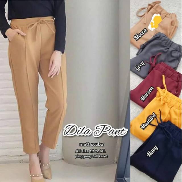 Dila Pants fit XXL/ Celana Doty Scuba Wanita