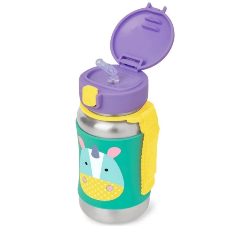 Skip Hop Zoo Stainless Straw Bottle 350 ml - Botol Minum Anak