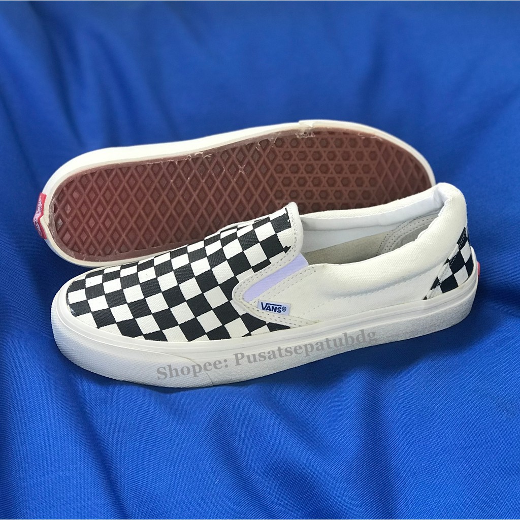 Sepatu Vans Slip On Premium Checkerboard Black White