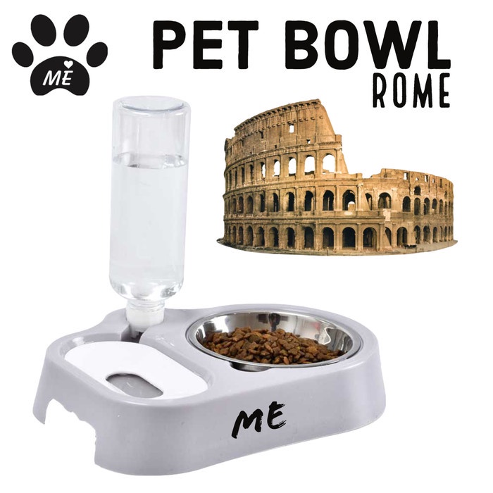 Pet Bowl &quot;ROME&quot; With Stainless Bottle For Cat &amp; Dog