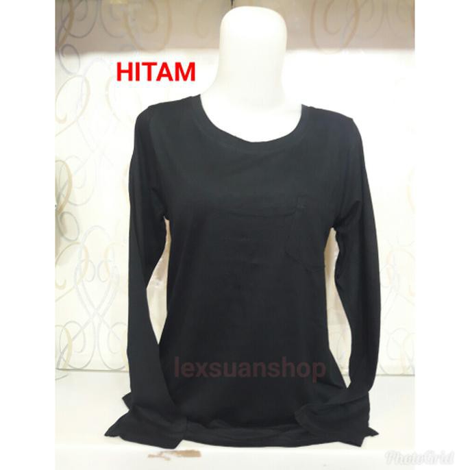 promo kaos cew/atasan cewek/kaos polos cewek lengan panjang / leher o terbaru