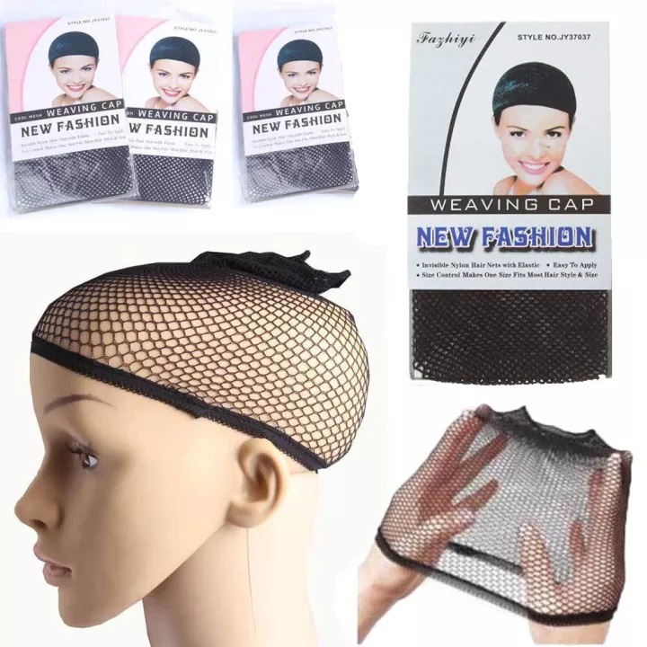 Weaving Cap Jaring Rambut Hair Net Fleksible Cool Mesh Untuk Wig - Topi Wig Jaring Weaving Cap Jaring Hairnet Tenun Hitam