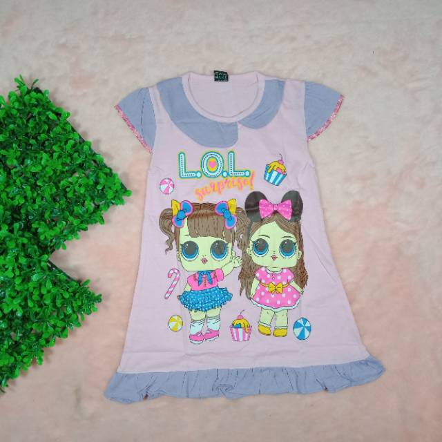 Ss#295 Dress Anak Perempuan Size 1-3tahun / Daster Anak Gambar Lol / Pakaian Anak Perempuan