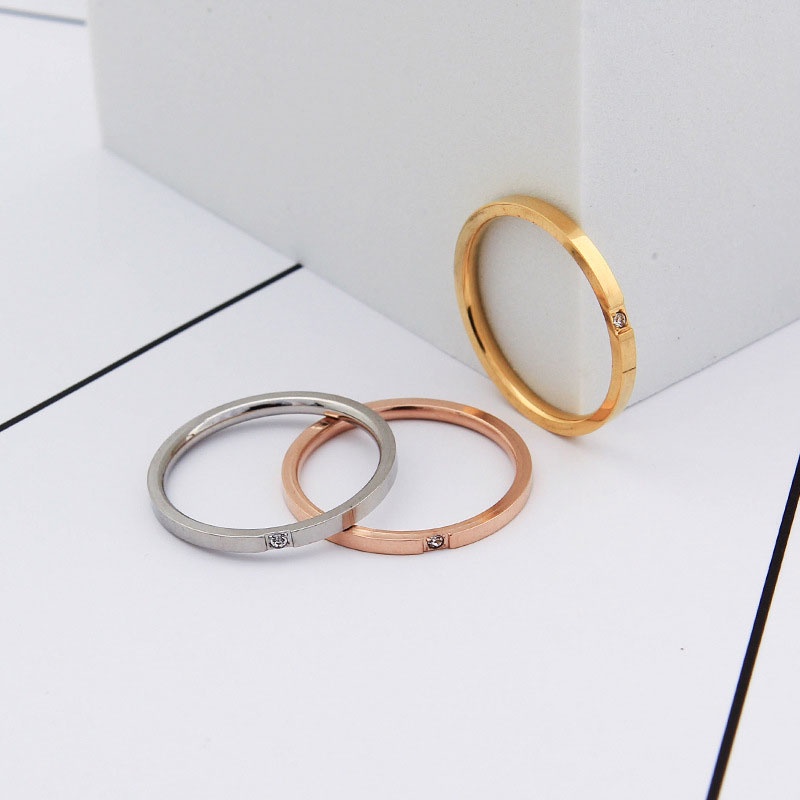 Perak / Emas Mawar / Cincin Ekor Titanium Berlian Sederhana Fashion Pria Wanita Rings-Won