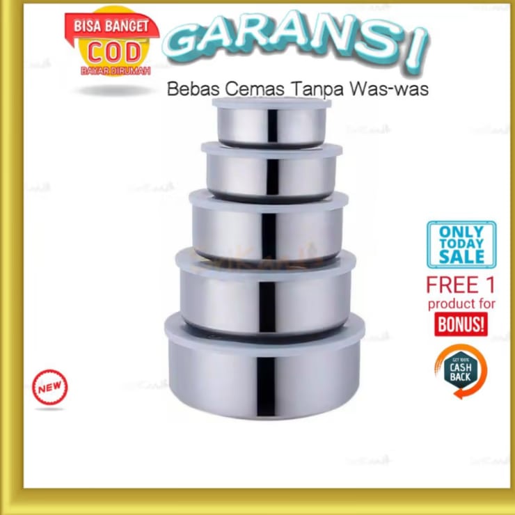 Rantang Beranak Stainless 5 Susun Fresh Box Stainless Steel Wadah Makanan Mini Tebal Gsf - 1018