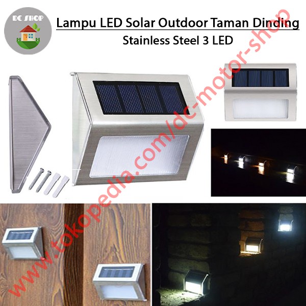 Lampu LED Outdoor Tenaga Surya Solar Cell Lampu Taman Dinding Stainles