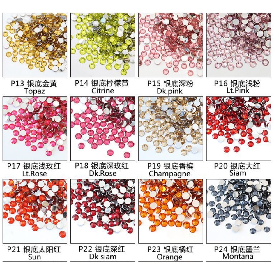 [1000 PCS] Rhinestone 3mm Gems Henna Manik Tasbih Manik Kuku Permata Tasbih Kuku Nail Art Gem Permata Non Hotfix [P01-P50]