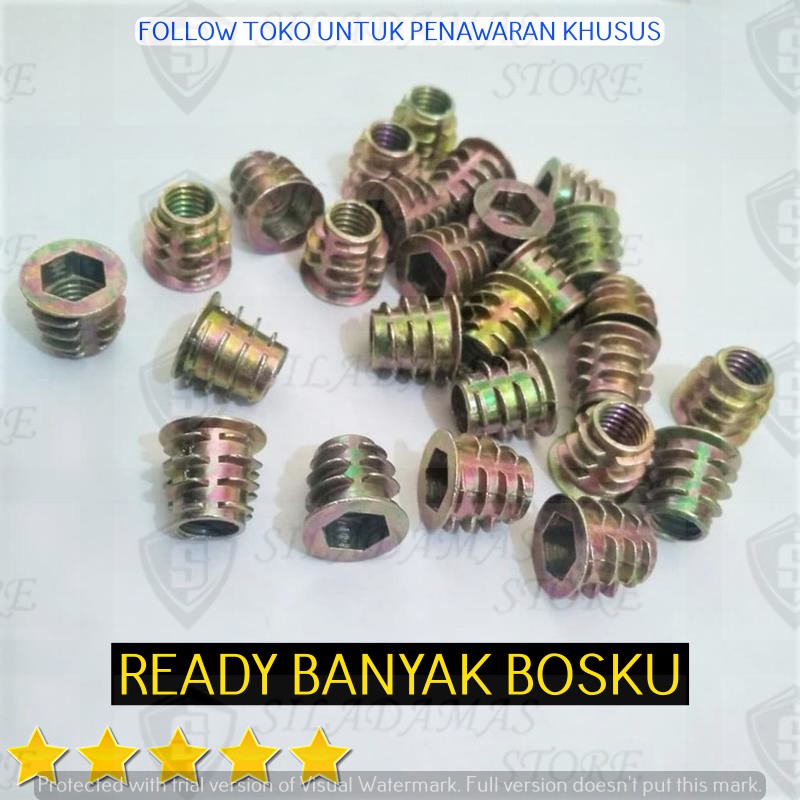 3 pcs M8x13 Mur Nanas OD Tanam Insert Knockdown u/ Speaker Meja kayu dll