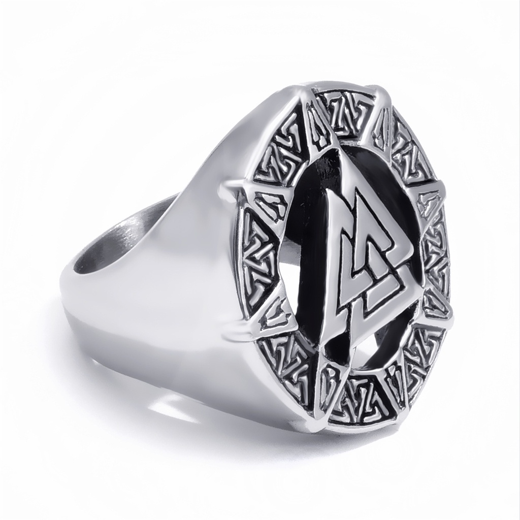 Vintage Odin Symbol Norse Viking Mens Boys Stainless Steel Biker Ring Fashion Jewelry