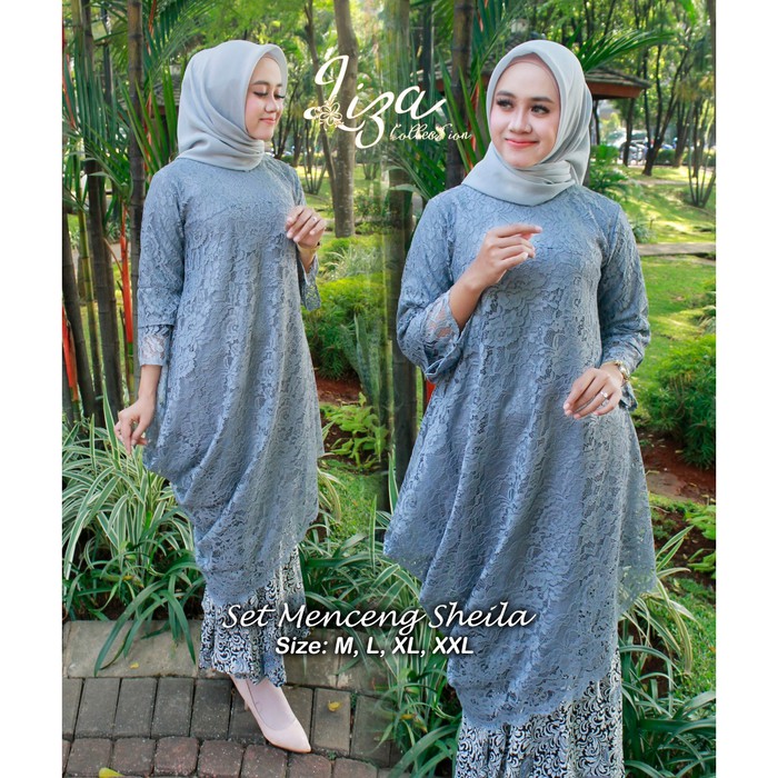 fashion wanita kebaya brokat tunik menceng sheila