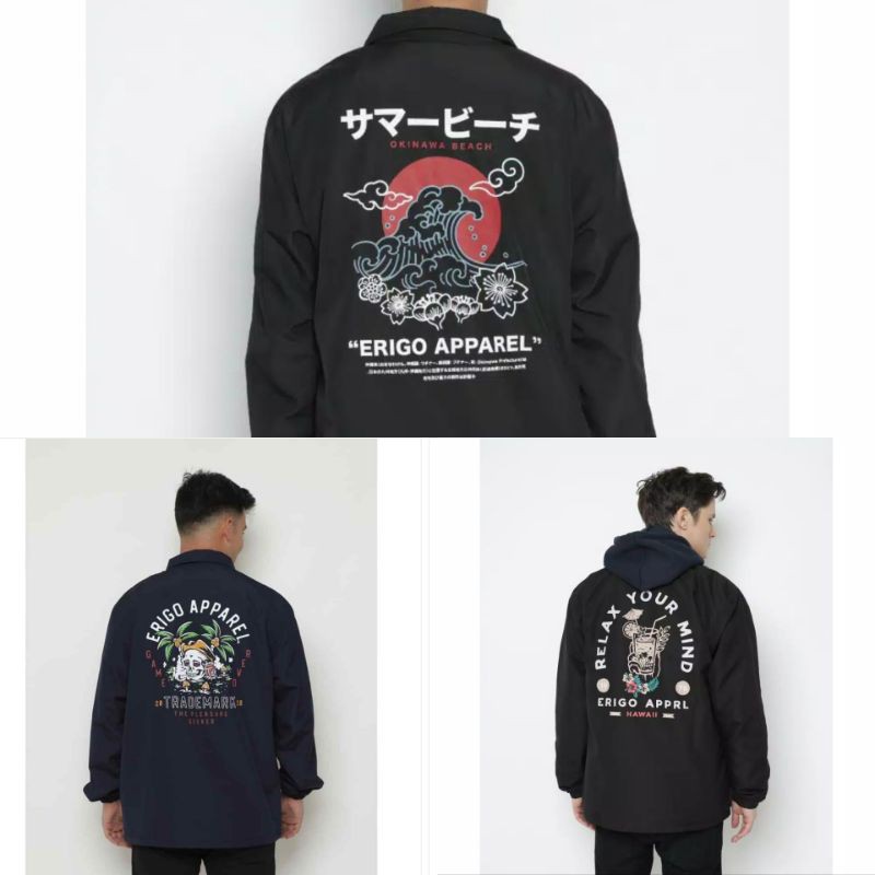 Erigo Coach Jacket (CJ ERIGO) Pleasure Navy Dragon Maroon Yellow Rose Olive Okinawa Beach Black