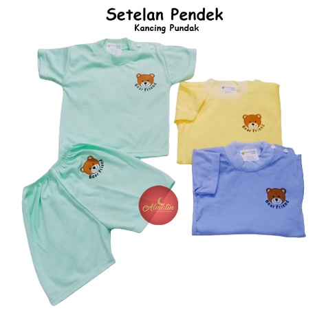 Setelan Baju Anak Unisex 0 -12 Bulan / Setelan Baju Bayi Pendek / Piyama Bayi Polos