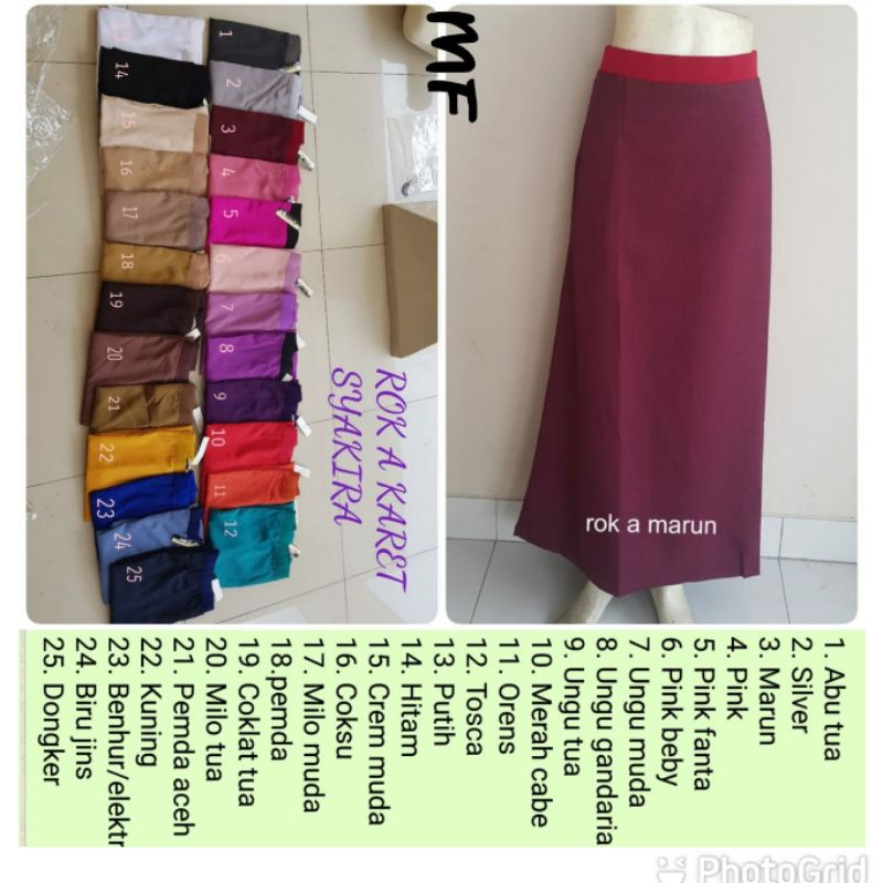 Rok kerja panjang/Rok kerja wanita Pinggang karet rok A