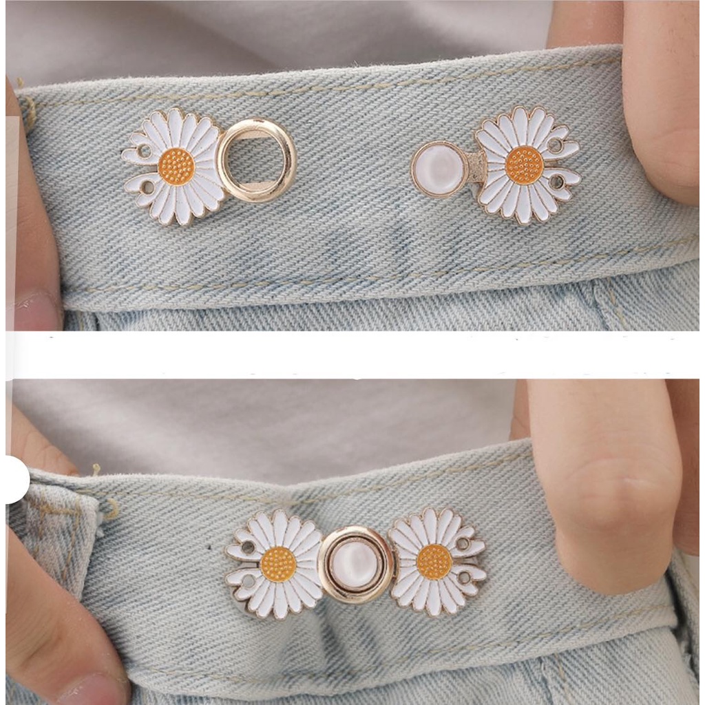 Kancing Metal Motif Bunga Aster Vintage Adjustable Untuk Aksesoris  Jeans Wanita